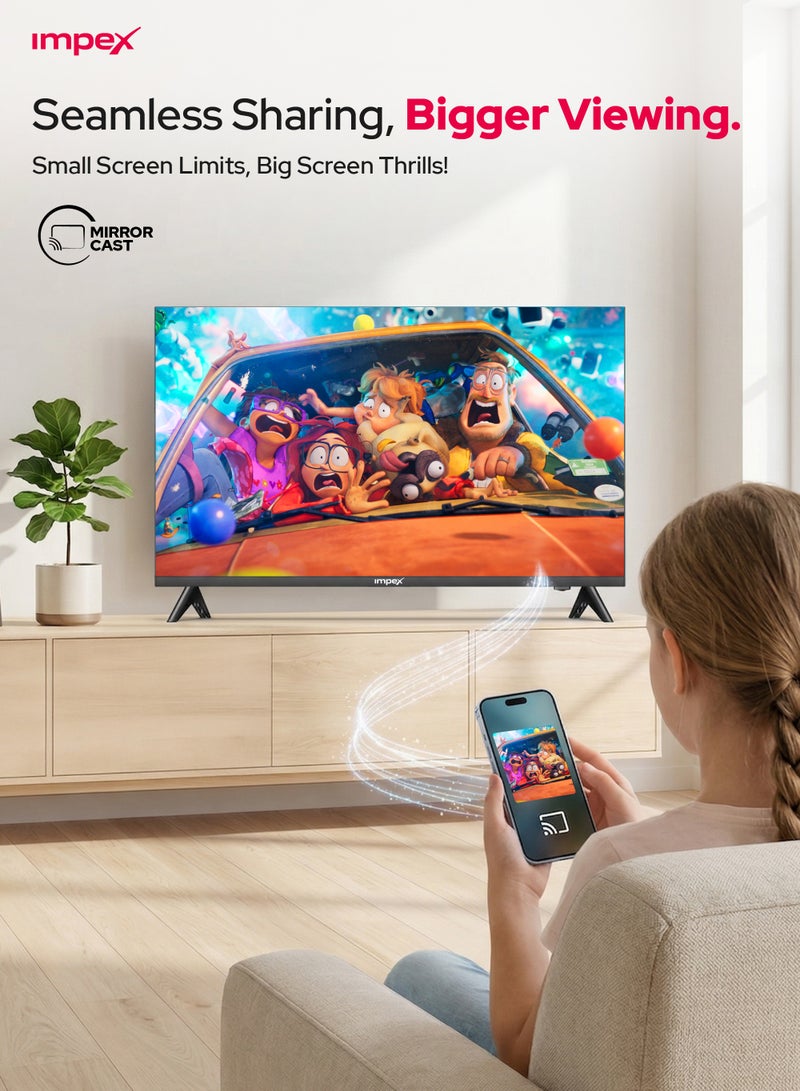 Impex 32 Inch HD Smart LED TV - HD 1366 x 768 Resolution, Latest Android Television, Quad Core, Frameless, A+ Panel, Android TV with Wi-Fi, 2 HDMI, 2 USB, VGA, RJ45, 178° View, Slim Design, Netflix, YouTube, 2 Year Warranty - Gloria 32 Smart IX 32HD SMART IX 32HD SMART Black - Image 2