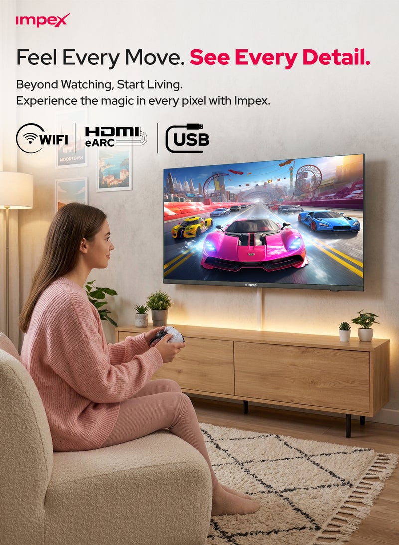 Impex 32 Inch HD Smart LED TV - HD 1366 x 768 Resolution, Latest Android Television, Quad Core, Frameless, A+ Panel, Android TV with Wi-Fi, 2 HDMI, 2 USB, VGA, RJ45, 178° View, Slim Design, Netflix, YouTube, 2 Year Warranty - Gloria 32 Smart IX 32HD SMART IX 32HD SMART Black - Image 4
