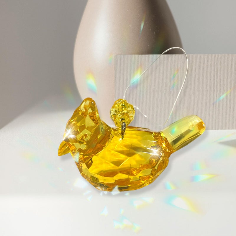 Elskandi Yellow Cardinal of Hope Ornament  Peace & Joy  Hope & Optimism Gift Set Acrylic Bird Ornament  Yellow Bird Gifts  Yellow Cardinal D?cor  Acrylic Window D?cor  Suction Cup  Poem - Image 2