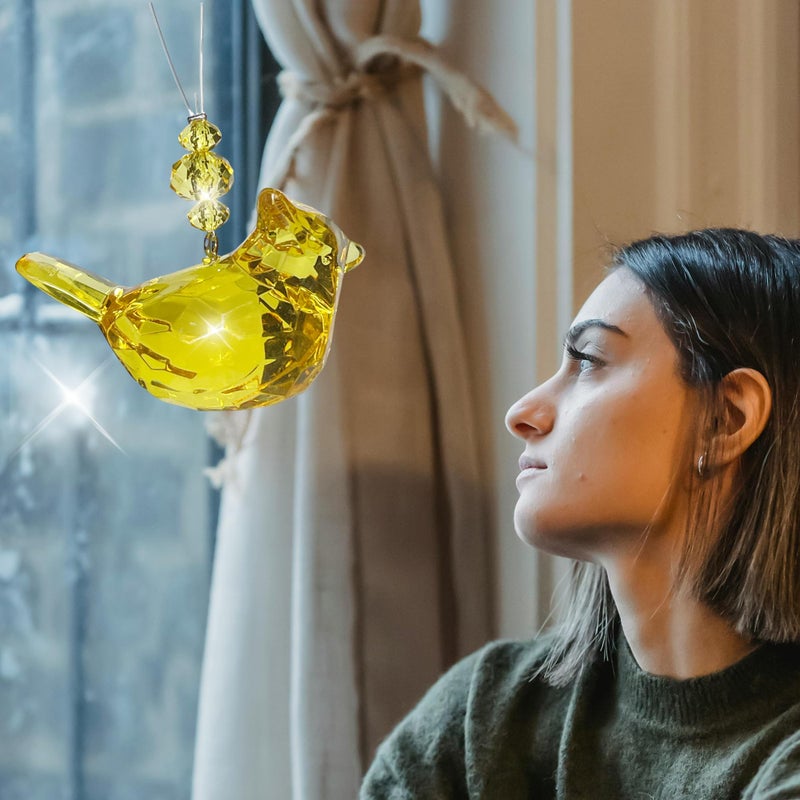 Elskandi Yellow Cardinal of Hope Ornament  Peace & Joy  Hope & Optimism Gift Set Acrylic Bird Ornament  Yellow Bird Gifts  Yellow Cardinal D?cor  Acrylic Window D?cor  Suction Cup  Poem - Image 3
