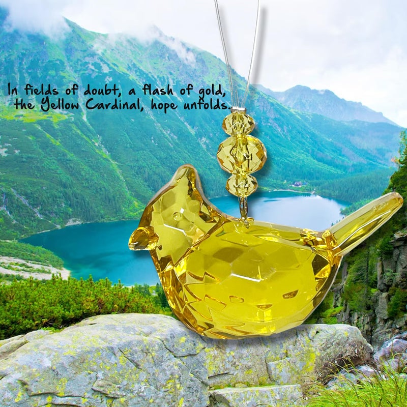 Elskandi Yellow Cardinal of Hope Ornament  Peace & Joy  Hope & Optimism Gift Set Acrylic Bird Ornament  Yellow Bird Gifts  Yellow Cardinal D?cor  Acrylic Window D?cor  Suction Cup  Poem - Image 4