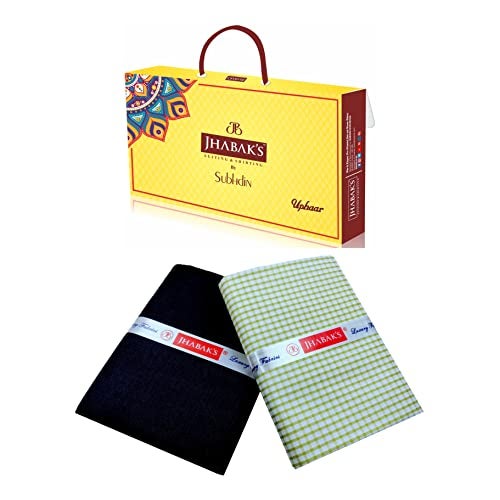 JHABAK'S Unstitched Polyester Checkered Shirt & Trouser Fabric - 2.25 mtr Shirt Cloth - 1.20 mtr Pant Piece - Image 1