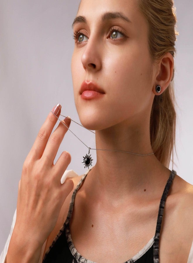 Silvershake Created Green Turquoise 925 Sterling Silver Sun Ray Inspired Pendant with 18 Inch Chain Necklace - Image 2