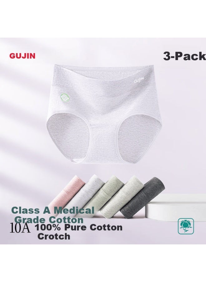 Gujin Women's High-waist Colored Cotton Underwear 10a 100% Cotton Antibacterial Crotch Class A Breathable Baby Cotton Light Tummy Control Panties