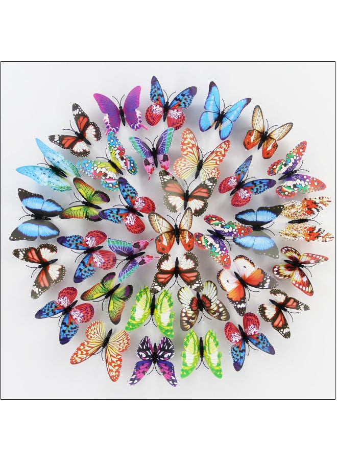 NIBEMINENT 100-Piece Luminous Butterfly Wall Sticker Multicolour