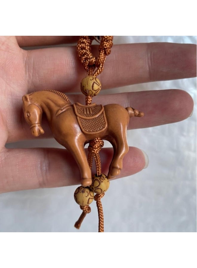 Lucky Horse Carving Pendant Keychain Key Ring Chain Evil Defends Gift