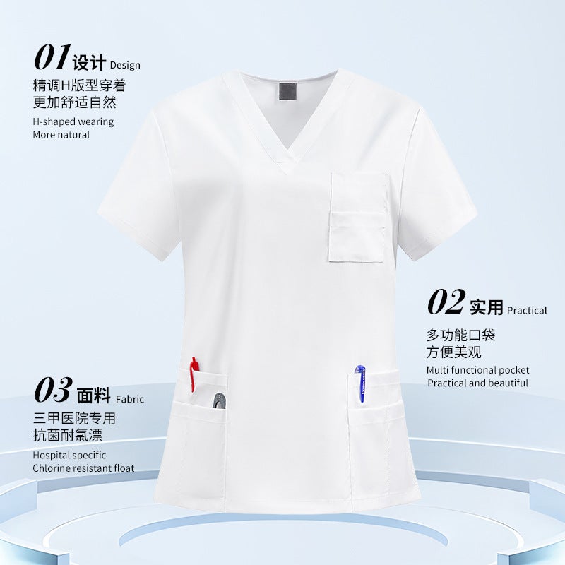 Hand-Washing Clothes Short-Sleeved Beauty Salon Dental Work Clothes Hospital Suit Nurse Clothes Collar Oral Quick-Drying - Image 5