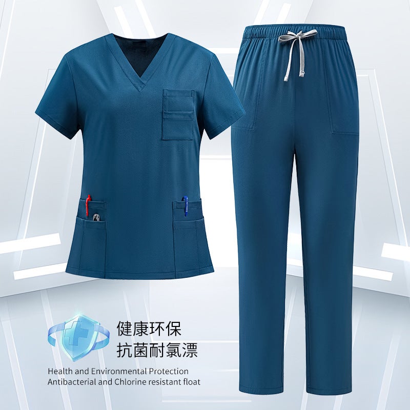 Hand-Washing Clothes Short-Sleeved Beauty Salon Dental Work Clothes Hospital Suit Nurse Clothes Collar Oral Quick-Drying - Image 1