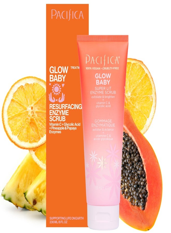 Pacifica Glow Baby Exfoliating Face Scrub, Brightening Enzyme Facial Cleanser w/ Vitamin C & Glycolic Acid for Radiant Smooth Skin, Unclogs Pores & Removes Dead Skin, Microbead-Free Vegan (4 fl oz) - Image 1