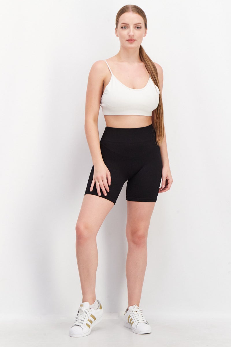 SOUTH BEACH Women Textured Pull On Shorts, Black - Image 2