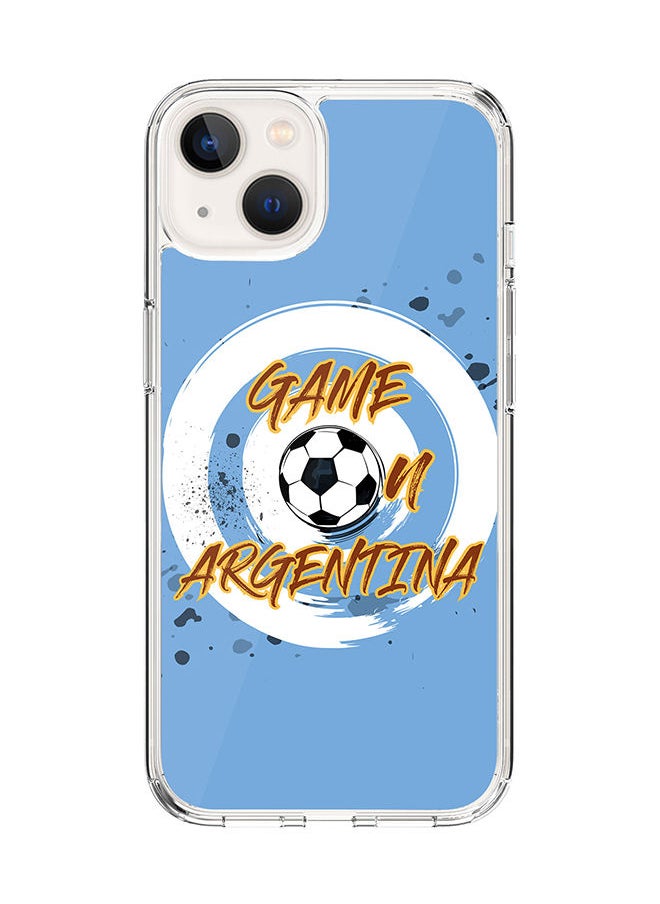Stylizedd Classic Clear Case for Apple iPhone 14 Hybrid Soft Case Flexible Edges Anti Drop TPU PC Gel Thin Transparent Cover [ Designed for Apple iPhone 14 ] - Game on Argentina Full Print  - Image 1