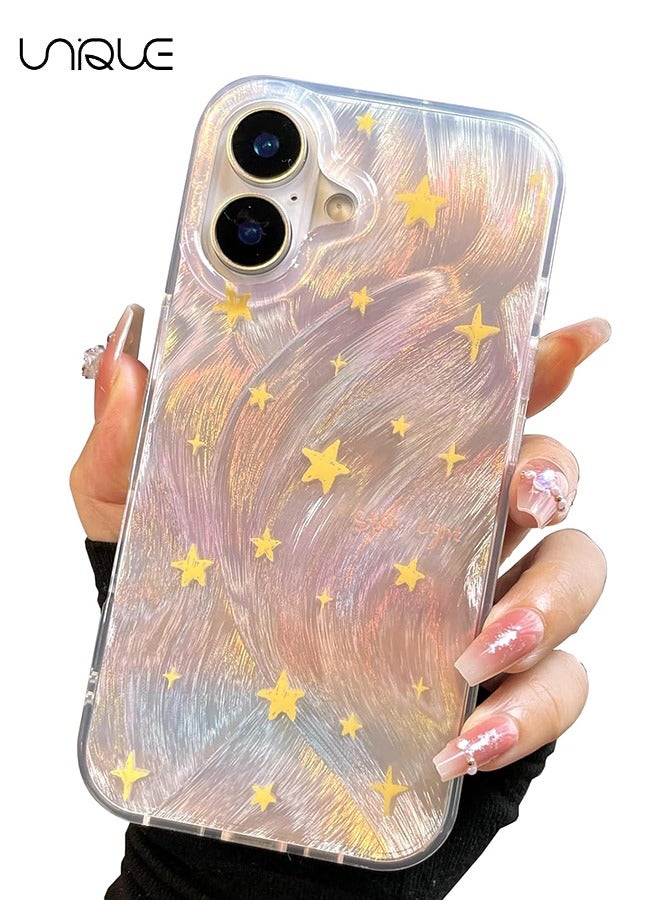 Unique Compact phone case for iPhone 16 shiny faded star design, cute and stylish soft slim TPU shockproof protection phone case for women girls aesthetic glitter - Image 1