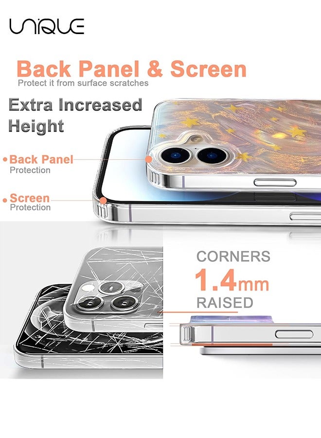 Unique Compact phone case for iPhone 16 shiny faded star design, cute and stylish soft slim TPU shockproof protection phone case for women girls aesthetic glitter - Image 2