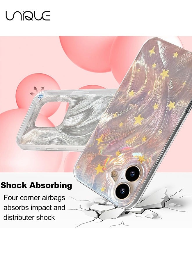 Unique Compact phone case for iPhone 16 shiny faded star design, cute and stylish soft slim TPU shockproof protection phone case for women girls aesthetic glitter - Image 3