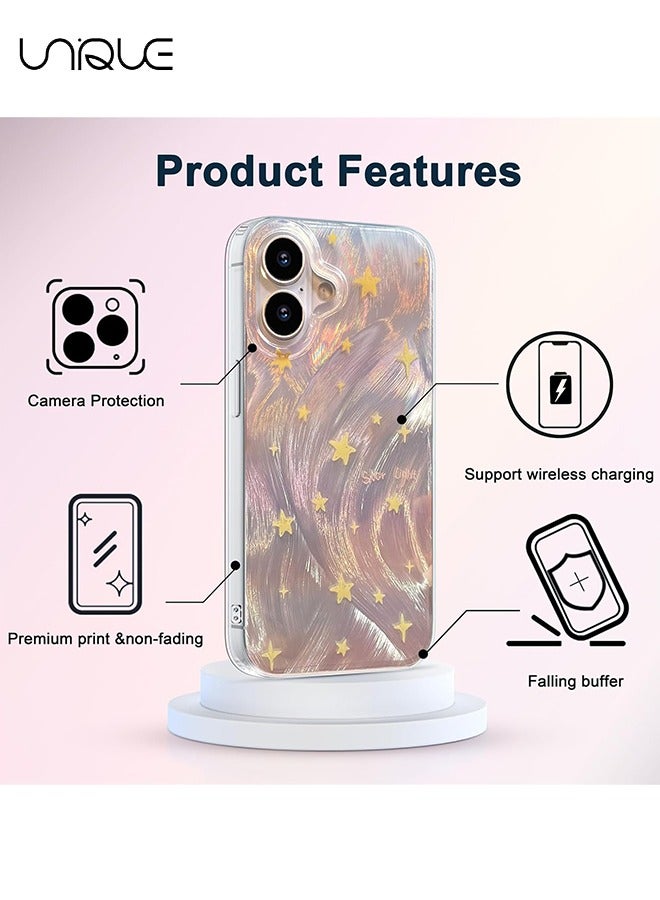 Unique Compact phone case for iPhone 16 shiny faded star design, cute and stylish soft slim TPU shockproof protection phone case for women girls aesthetic glitter - Image 5