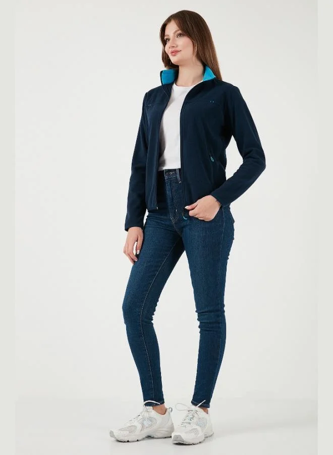 Lela Lela Slim Fit Anti-Pilling Non-Fouling Fleece Cardigan with Zipper and Pockets for Women POLAR 5907002