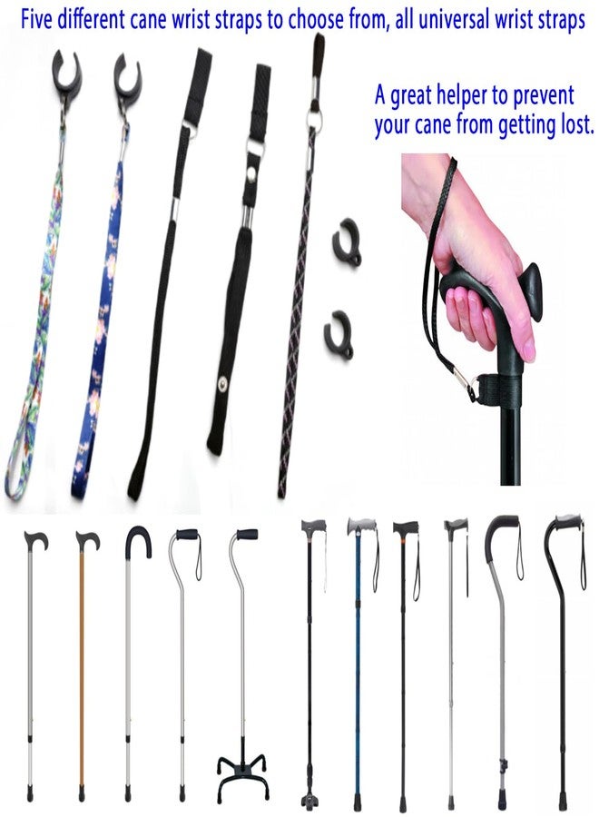 ComsenMed 5-Pack walking stick strap,walking stick straps for wrist,About 9 inches long,Five models of webbing.Single Wrist Strap Loop Lanyard,compatible 19 and 22.2MM walking Canes or Sticks. - Image 2