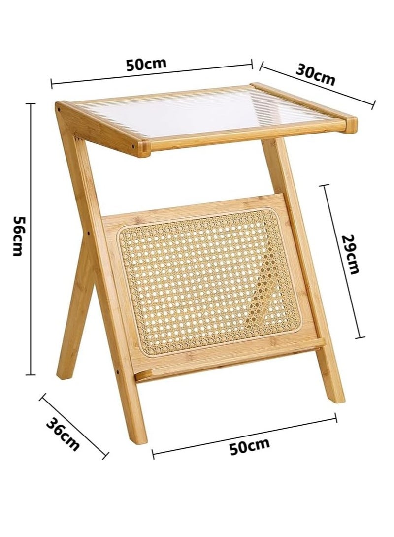 Generic 𝐅𝐅𝐃 Bamboo End Table - Eco-Friendly Bedside Table, Modern Accent Side Table with Storage, Minimalist Natural Bamboo Nightstand for Small Spaces, Living Room, and Bedroom  - Image 2