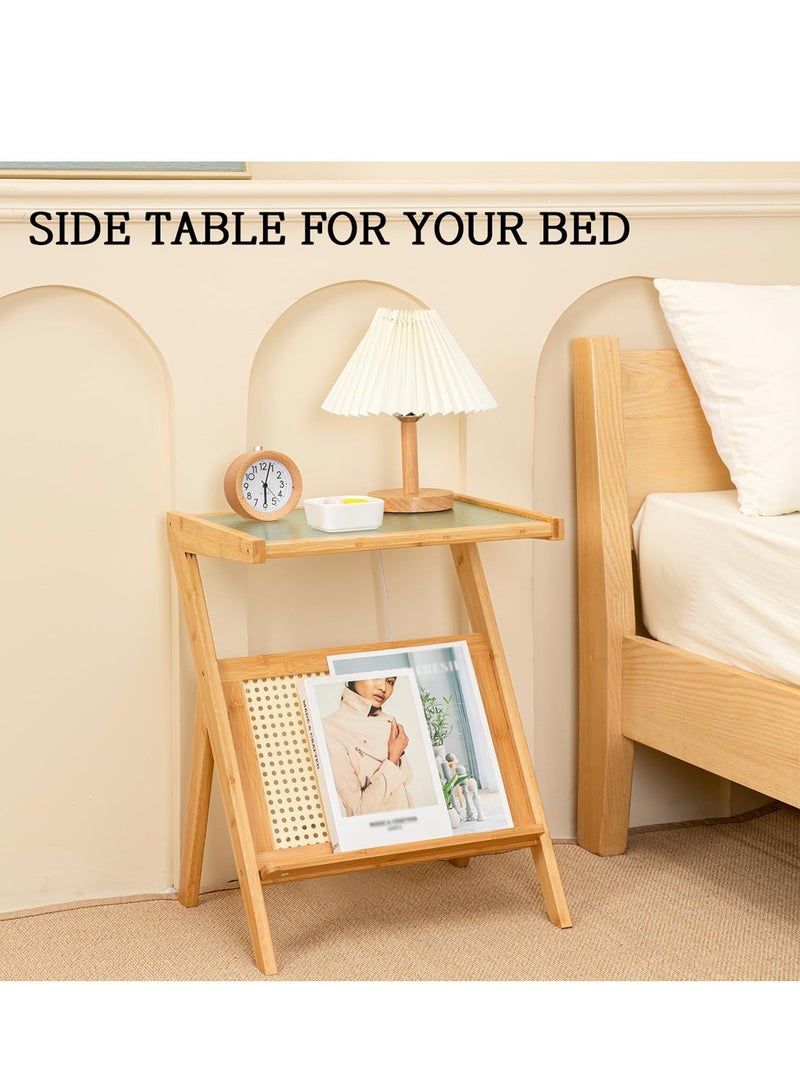 Generic 𝐅𝐅𝐃 Bamboo End Table - Eco-Friendly Bedside Table, Modern Accent Side Table with Storage, Minimalist Natural Bamboo Nightstand for Small Spaces, Living Room, and Bedroom  - Image 5