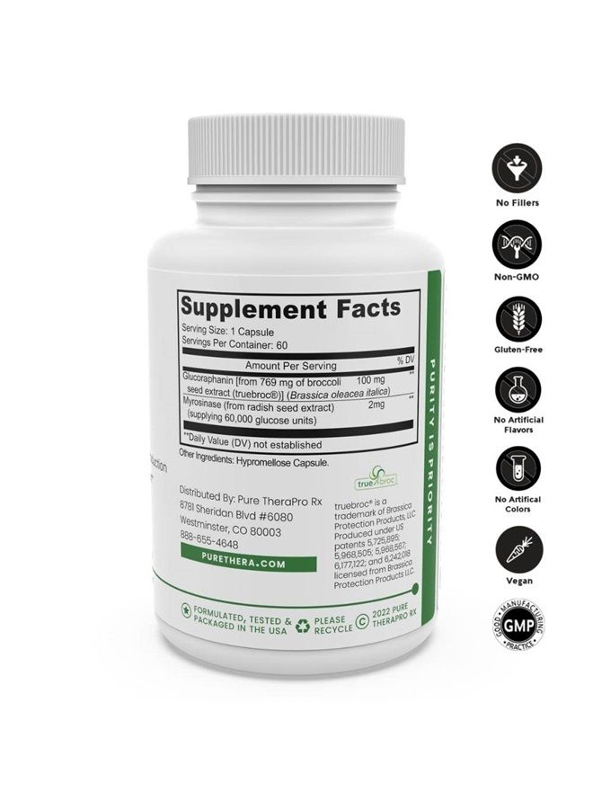 Pure Therapro Rx OncoProtect ES *HIGH DOSE* 60 VCaps | 100mg of Glucoraphanin "truebroc" Per Capsule | truebroc was Extensively Studied at Johns Hopkins | Includes Active Myrosinase | Zero Fillers, Vegan, Pharma Grade - Image 1
