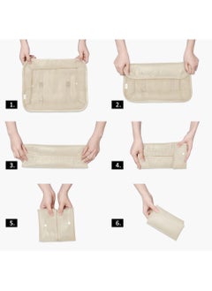 Arabest Travel Organizer - Set of 7 Portable Reusable Travel Luggage for Suitcase Organizer, Storage Bag, Compression Bag, Travel Bag with Zipper (Beige)  - Image 2
