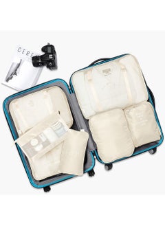 Arabest Travel Organizer - Set of 7 Portable Reusable Travel Luggage for Suitcase Organizer, Storage Bag, Compression Bag, Travel Bag with Zipper (Beige)  - Image 4