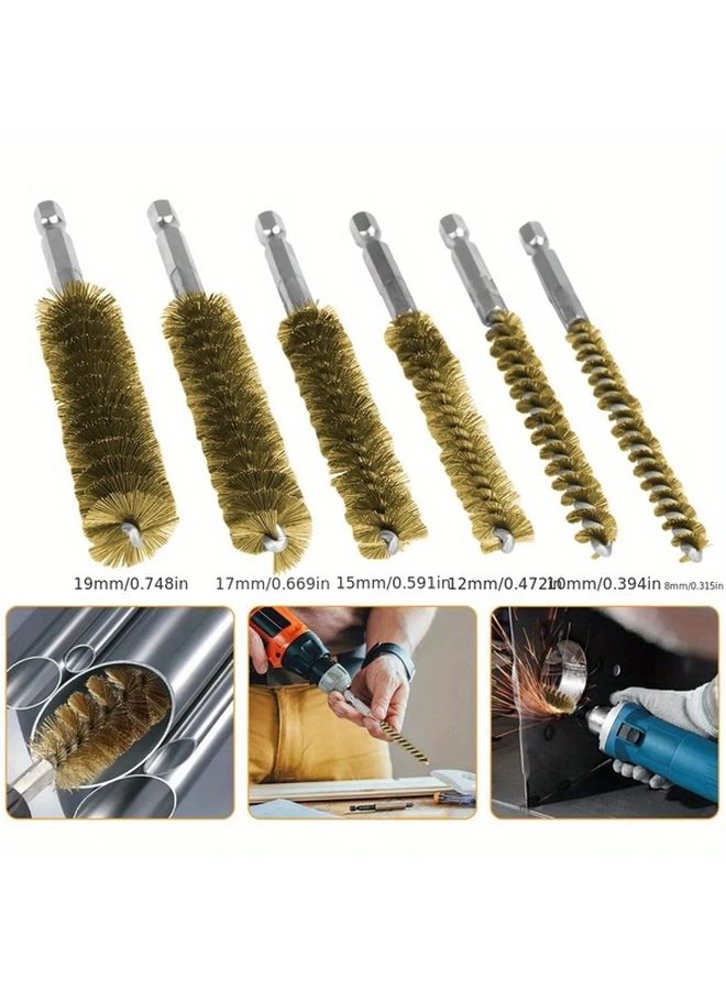 6Pcs Stainless Steel Drill Cleaning Brushes 8 19mm Hex Shank 304 Wire Bristles - Image 2