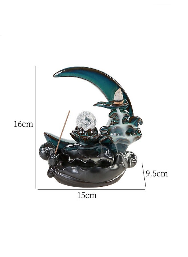 General Lotus pond moonlight incense burner for home indoor aromatherapy creative decorative ceramic incense burner helps you relax your body and mind  - Image 4