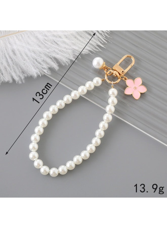 NIBEMINENT Phone Charm/ Chain Strap for Women Girls,K3294 Pearl Flowers Cell Phone Case Lanyard Wrist Strap