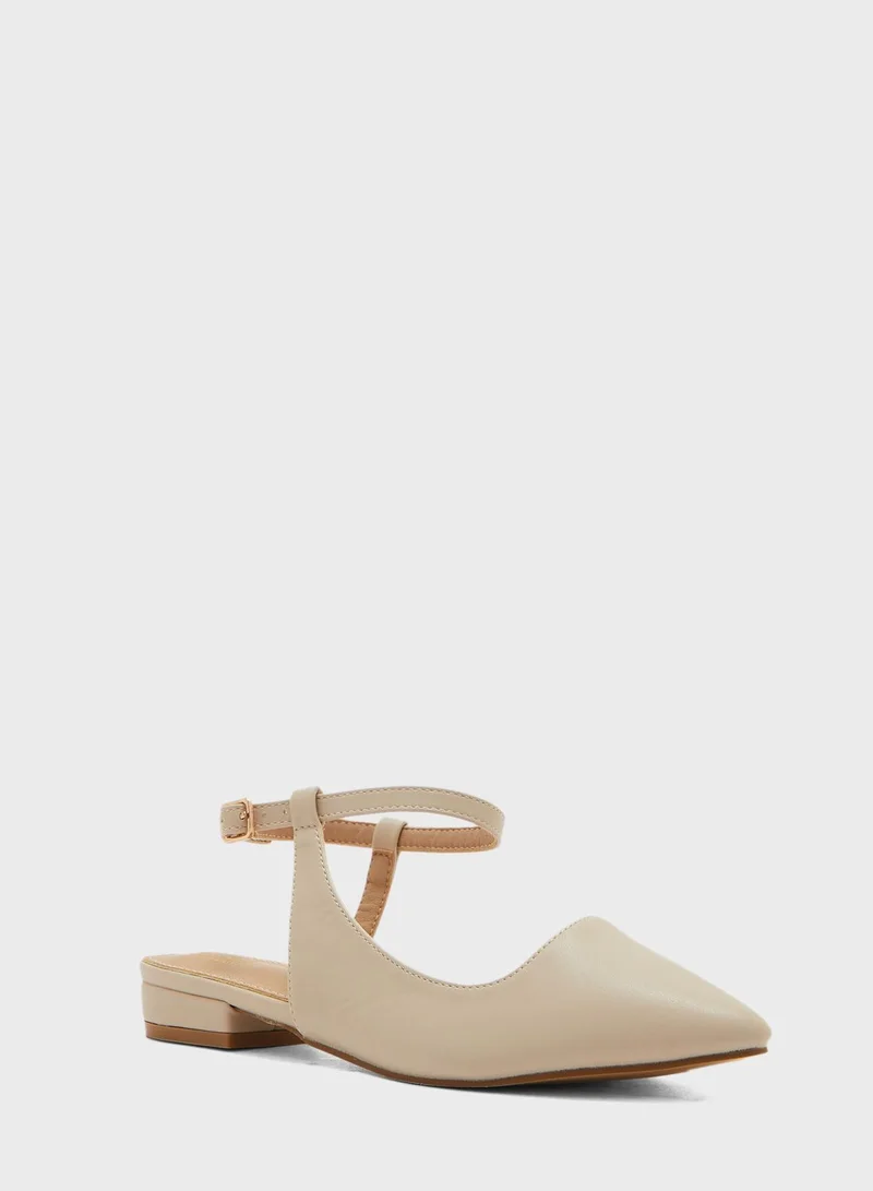 ELLA Curved Ankle Strap Pointed Flat Shoe