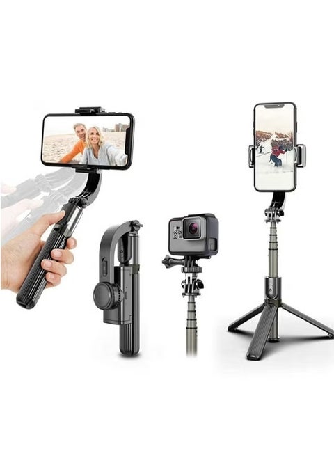 1Axis Handheld Gimbal Stabilizer for Smartphone with Extendable Bluetooth Selfie Stick and Tripod Multifunction Remote 360 Degree Automatic Rotation
