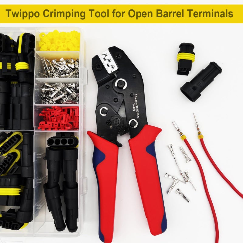 Twippo Crimping Tool with Ratchet, Ratcheting Wire Crimper Tool for Open Barrel Terminal Connectors, Electrical Crimping Tool, Crimping Pliers for 20-14 AWG - Image 5