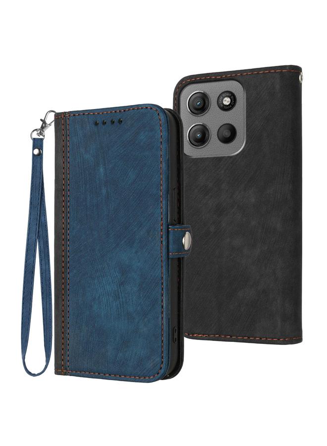 اس-توب جراب هاتف موتورولا موتو جي 15 مع مشبك جانبي وحزام يد مزدوج الطي مصنوع من الجلد - Image 1