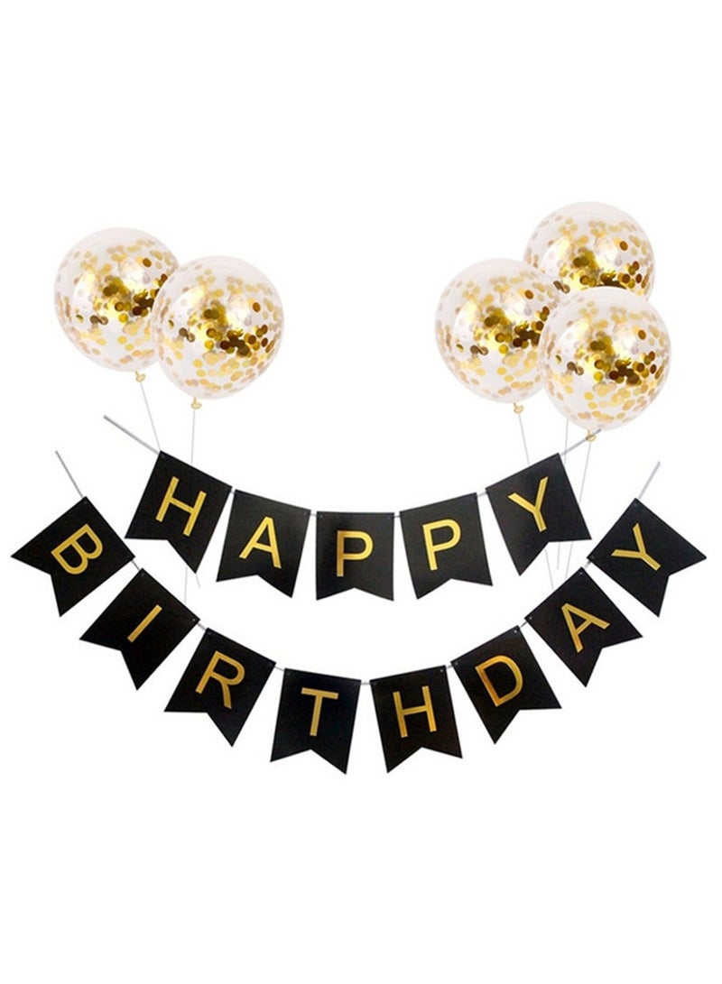 HAPPY BIRTHDAY Banner with 5 pcs Balloons Birthday Party Decoration 