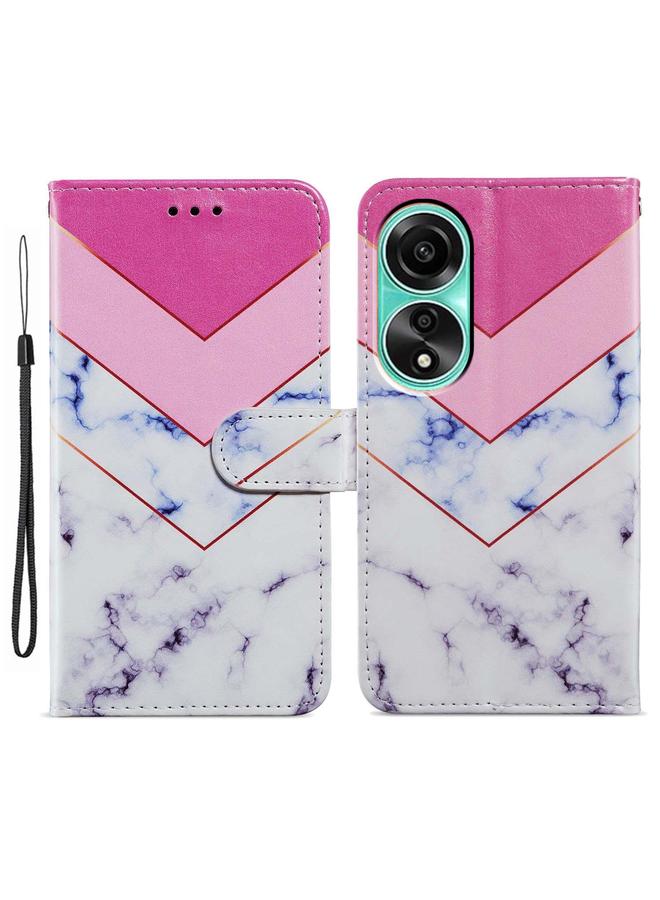 اس-توب جراب هاتف OPPO A58 4G بنمط مرسوم أفقيًا من الجلد - Image 1