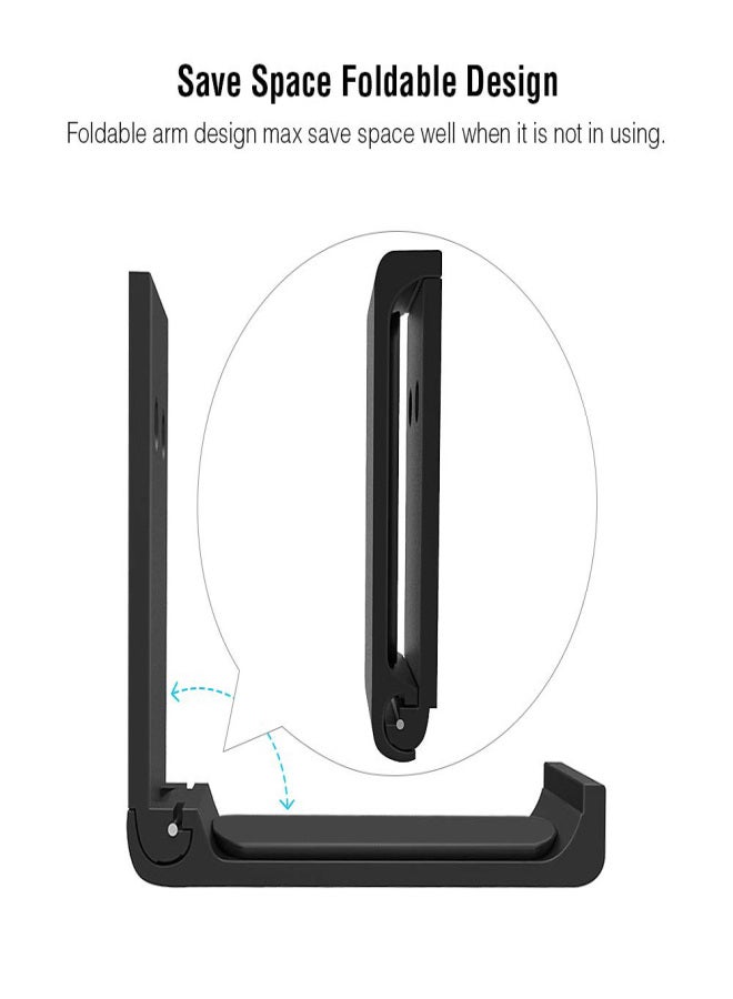 Foldable Headphone Hanger Holder Universal Headset Hook Aviation Aluminum Under Desk Mount or Adhesive Stand for Home Studio Office Game Room - Image 2