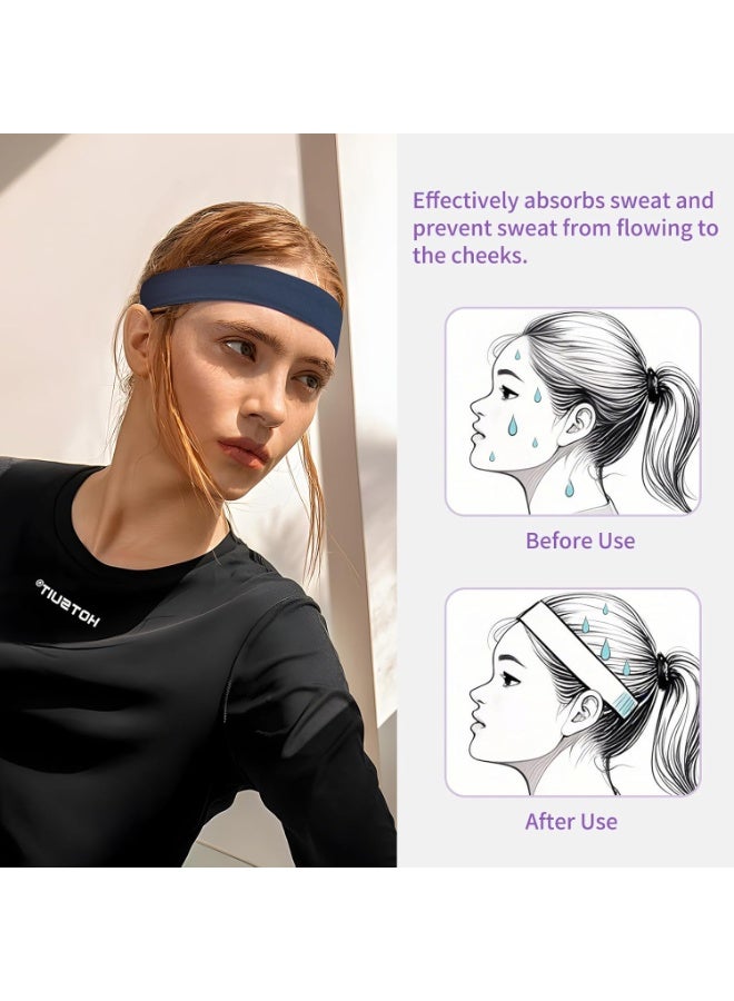 18 قطعة من عصابات الرأس الملونة للعرق للنساء للتمارين، عصابة رأس رياضية مرنة للجري غير قابلة للانزلاق، أشرطة قطنية لليوغا، صالة الألعاب الرياضية، الغولف، التنس، كرة القدم، والتمارين الرياضية (ألوان مختلطة) - Image 4