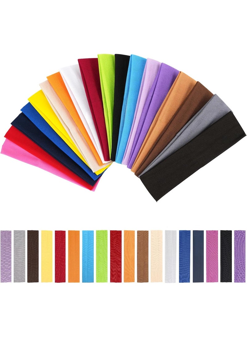 18 قطعة من عصابات الرأس الملونة للعرق للنساء للتمارين، عصابة رأس رياضية مرنة للجري غير قابلة للانزلاق، أشرطة قطنية لليوغا، صالة الألعاب الرياضية، الغولف، التنس، كرة القدم، والتمارين الرياضية (ألوان مختلطة) - Image 1