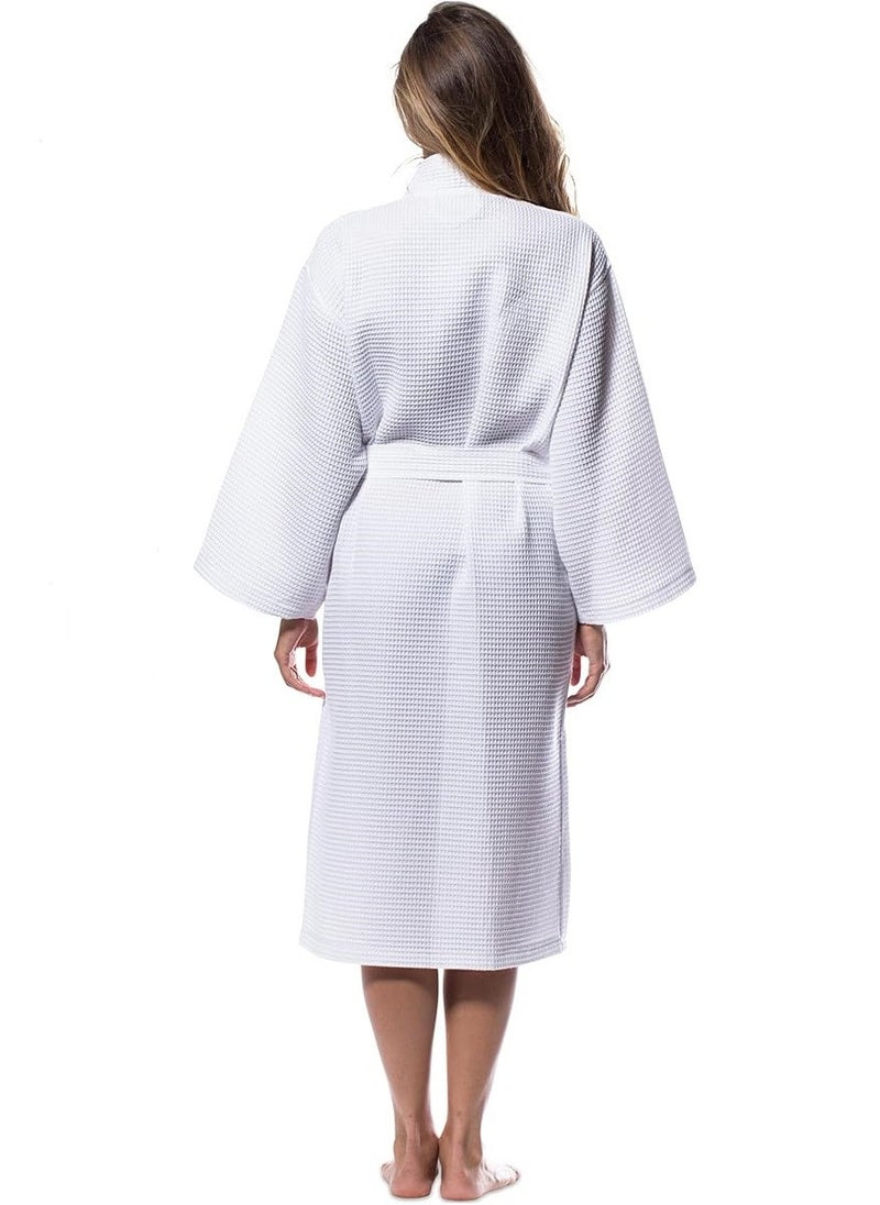 Blueberry - Waffle Weave Lightweight Kimono Spa  Bathrobe Standard Size - Image 1