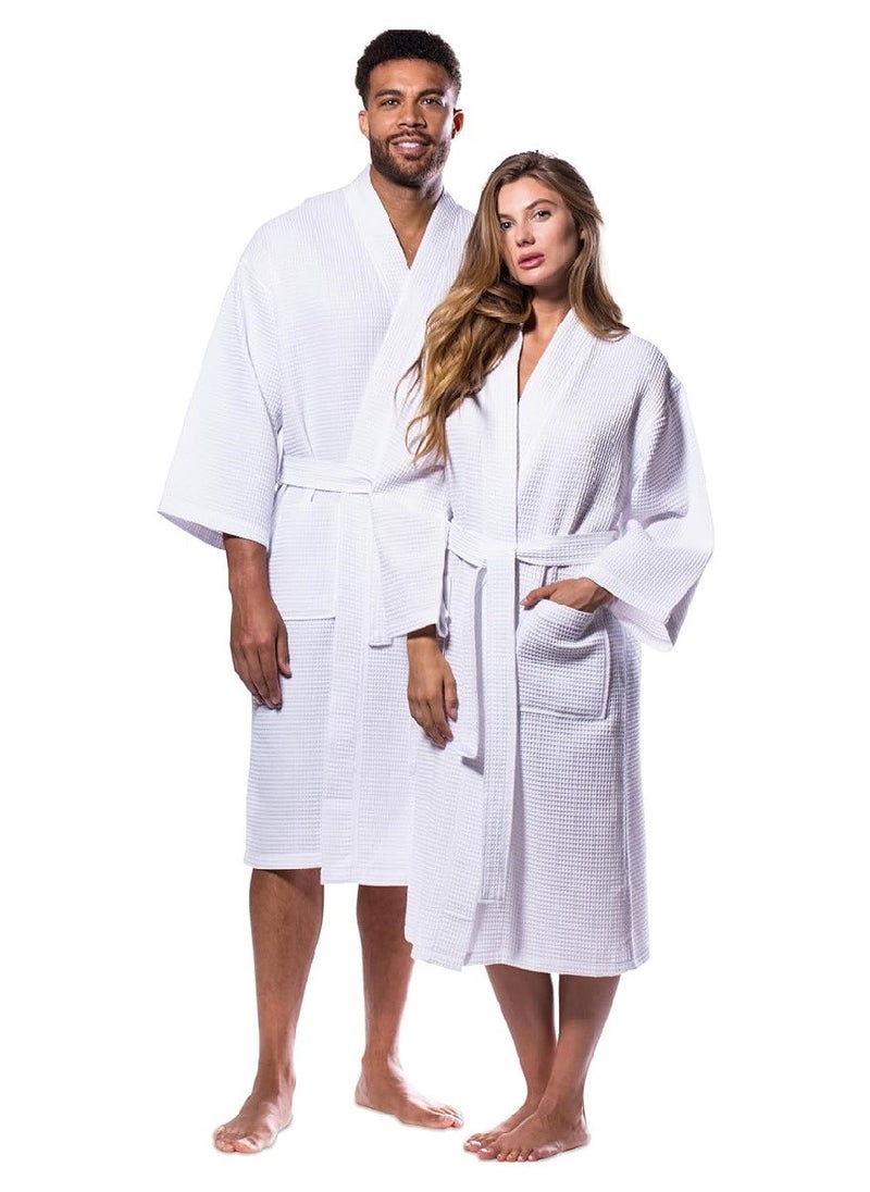 Blueberry - Waffle Weave Lightweight Kimono Spa  Bathrobe Standard Size - Image 1