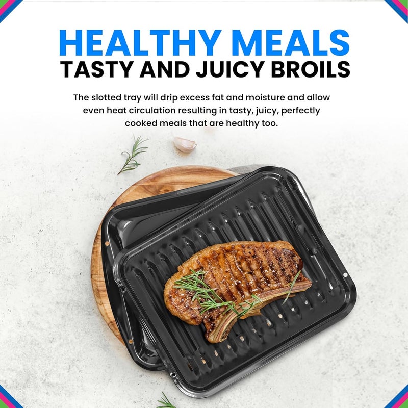 Bagean Broiler Pan for Oven Nonstick Porcelain Coated - 16.75” x 12.75” Whirlpool 4396923 Replacement Broiling Pan for Oven With Rack for High-Temperatures - Oven Broiler Pan Heats Evenly and Drains Fat - Image 4