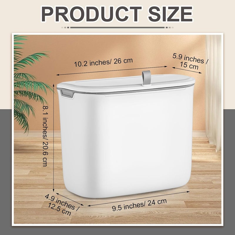 Tioncy 2 Pcs White Sanitary Napkin Receptacle with Removable Container Plastic Wall Mounted Tampon Disposal Bin with Lid Feminine Hygiene Disposal Container for Bathroom Restroom Home Office (Fresh) - Image 2