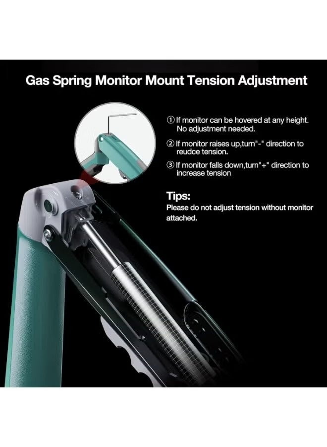 NB Ergonomic Universal Monitor Stand Single Arm Swivel Monitor Stand with Gas Spring Arm for 17-30 inch F80-XD (Lava Green) - Image 5