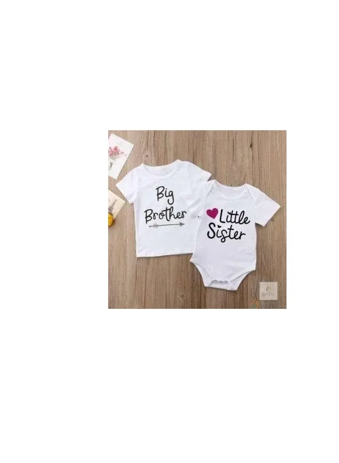 Matching Family Outfits Big Brother Little Sister Matching Outfit Set | Brother Sister T Shirt and Baby Romper | Sibling Matching Clothes for Kids | Cute Family Matching Outfit | Baby Shower Gift Set