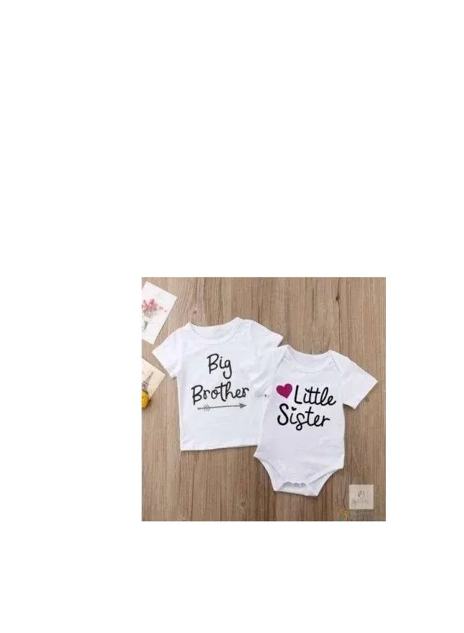 Matching Family Outfits Big Brother Little Sister Matching Outfit Set | Brother Sister T Shirt and Baby Romper | Sibling Matching Clothes for Kids | Cute Family Matching Outfit | Baby Shower Gift Set