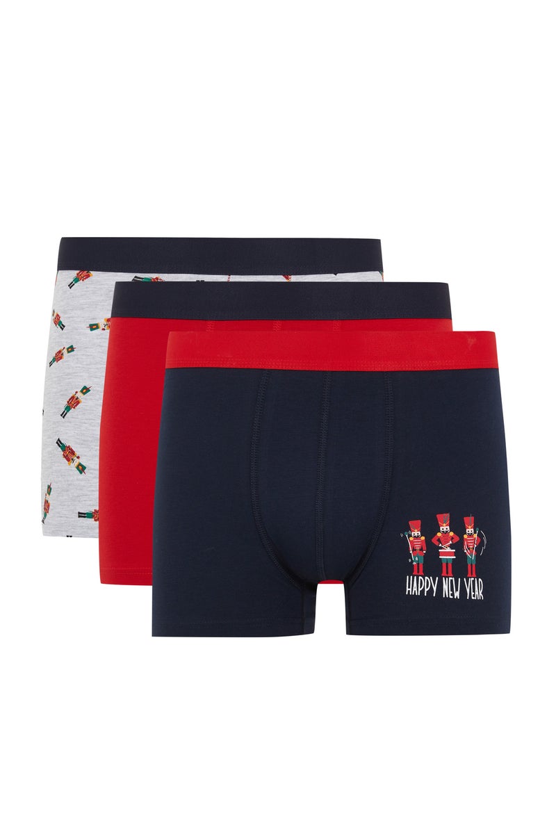 DeFacto Man Christmas Themed Regular Fit 3 Piece Boxers  - Image 1