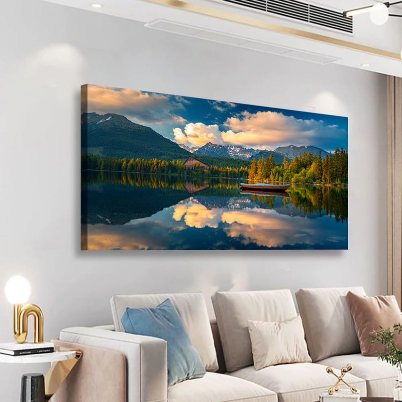 Home Trove ALAYRA Landscape Canvas Wall Art for Living Room Bedroom Office Large Nature Forest Lake Ship Scenery Wall Art Kitchen Pictures Modern Wall Decor Mural Paintings Artwork 20 * 40inch - Image 3