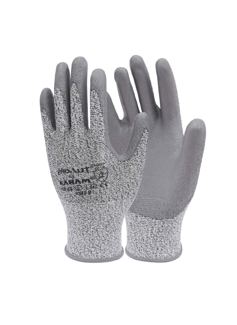 Karam Hs 42 Hppe Liner With Grey Pu Coating Gloves Grey Medium