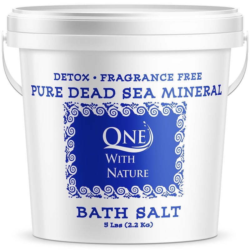 One With Nature 100% Pure Dead Sea Salt for Bath, 5lb Unscented. Dead Sea Salt is high in Essential Minerals, Such as Magnesium, Sulfur, Zinc, Potassium. Exfoliates, Nourishes Skin, Helps Restore pH - Image 1