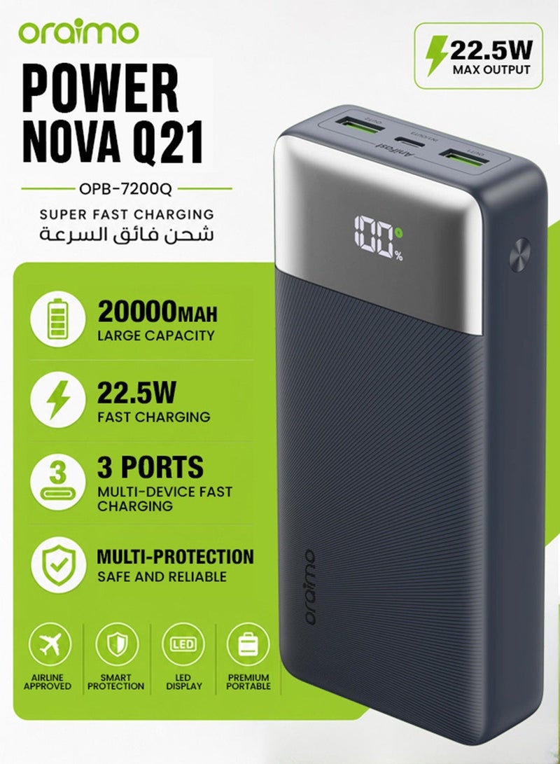 أورايمو باور بانك باور نوفا USB-C و 2-USB منافذ 22.5W - - Image 1